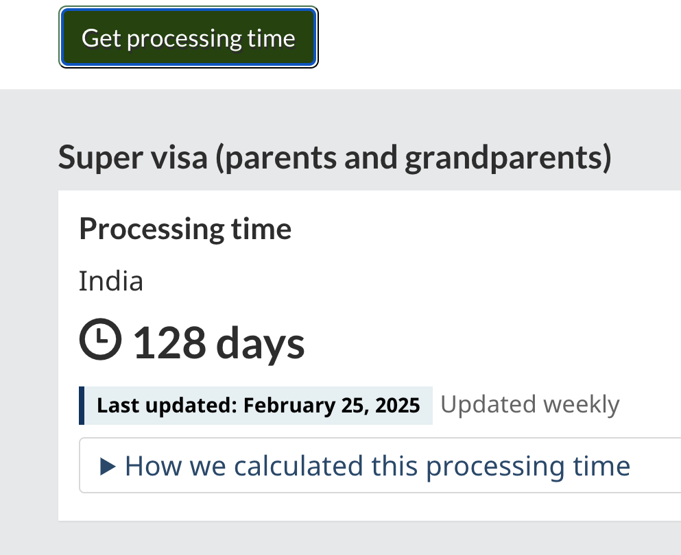 Super Visa Process Time in India (128 Days)